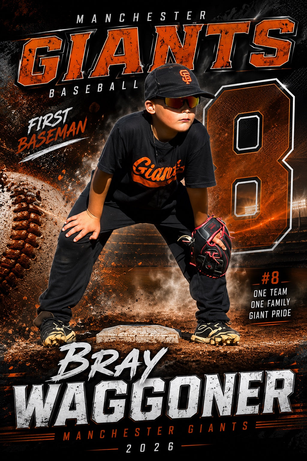 Custom 4 by 6 youth baseball player print sample
