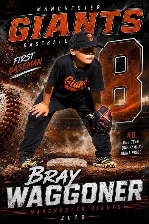 Custom 4 by 6 youth baseball player print sample