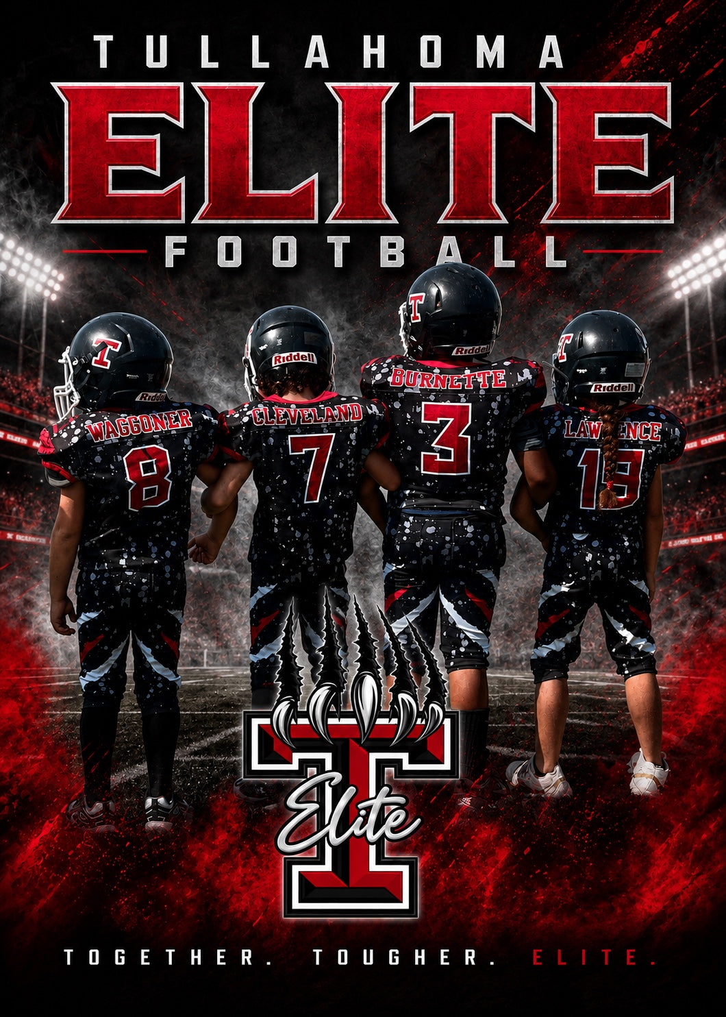 Custom 4 by 6 youth football team print sample