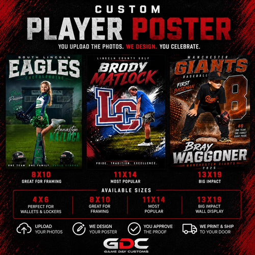 Custom Player Posters and Prints by Game Day Customs