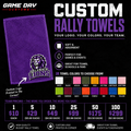 Custom rally towels with Columbia Lions logo on purple towel