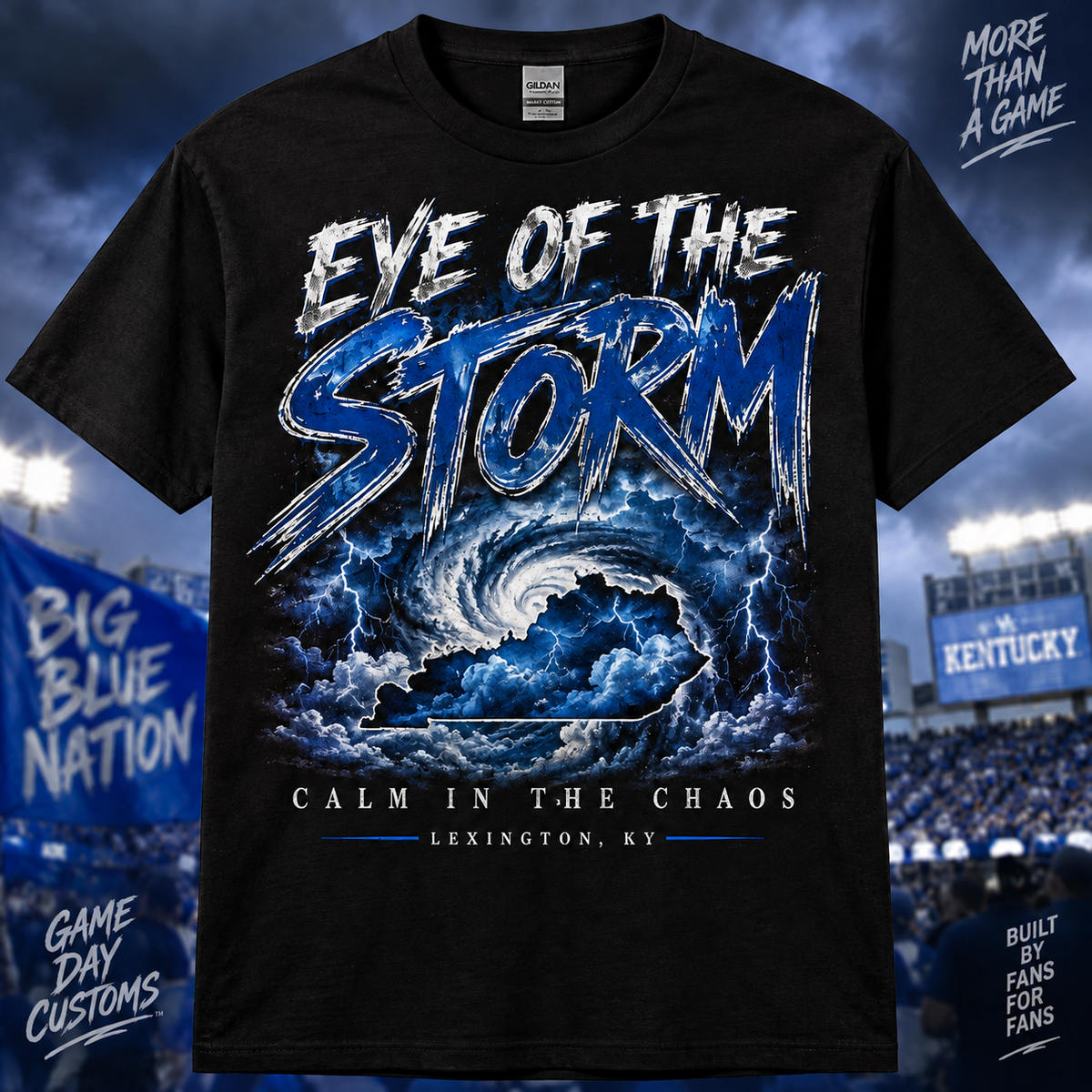Eye of the Storm Kentucky football black T-shirt mockup