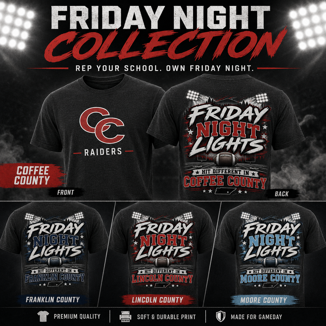 Friday Night Lights Hit Different Tee collection mockup