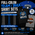 Full-Color Team and Bulk Shirt Sets pricing and product mockup