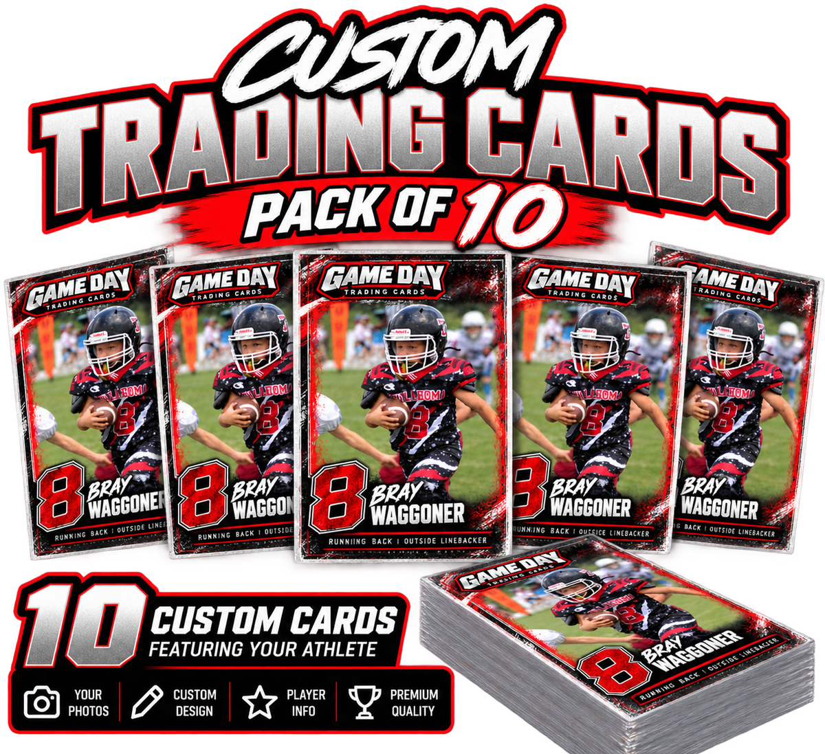 Game Day Customs custom trading cards pack of 10