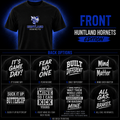 Game Day Tee Huntland Hornets Edition with black shirt and back options