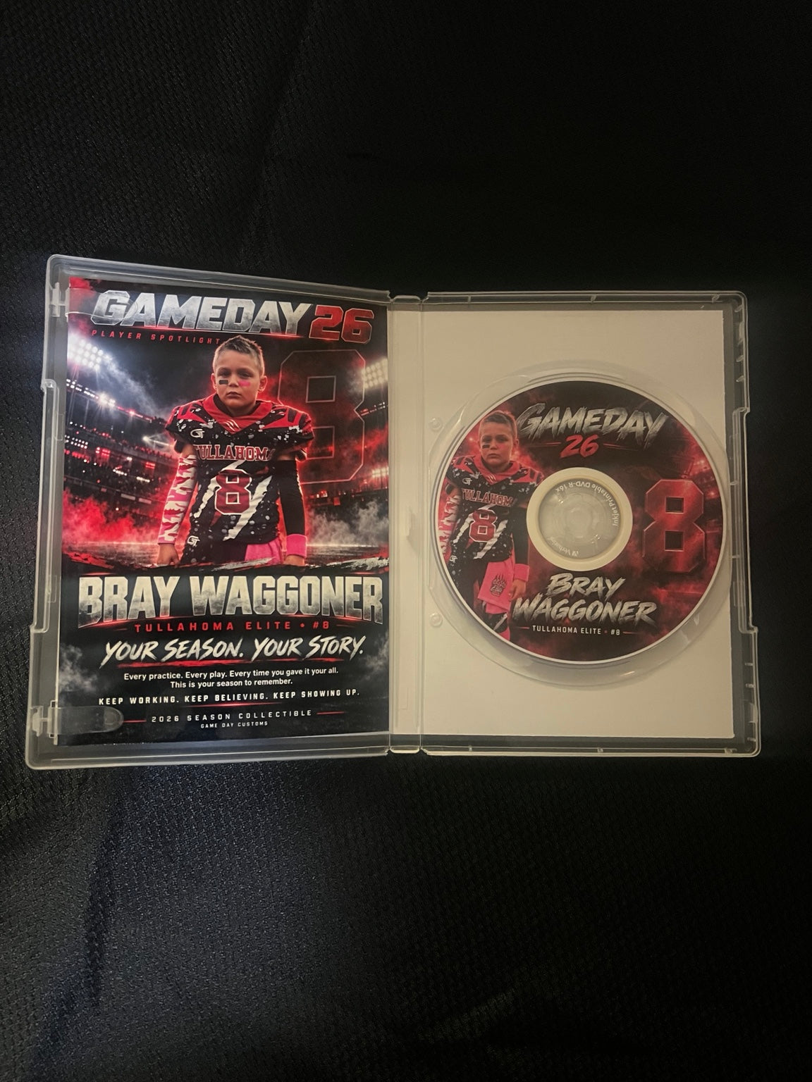 Open GameDay 26 case showing player insert and DVD
