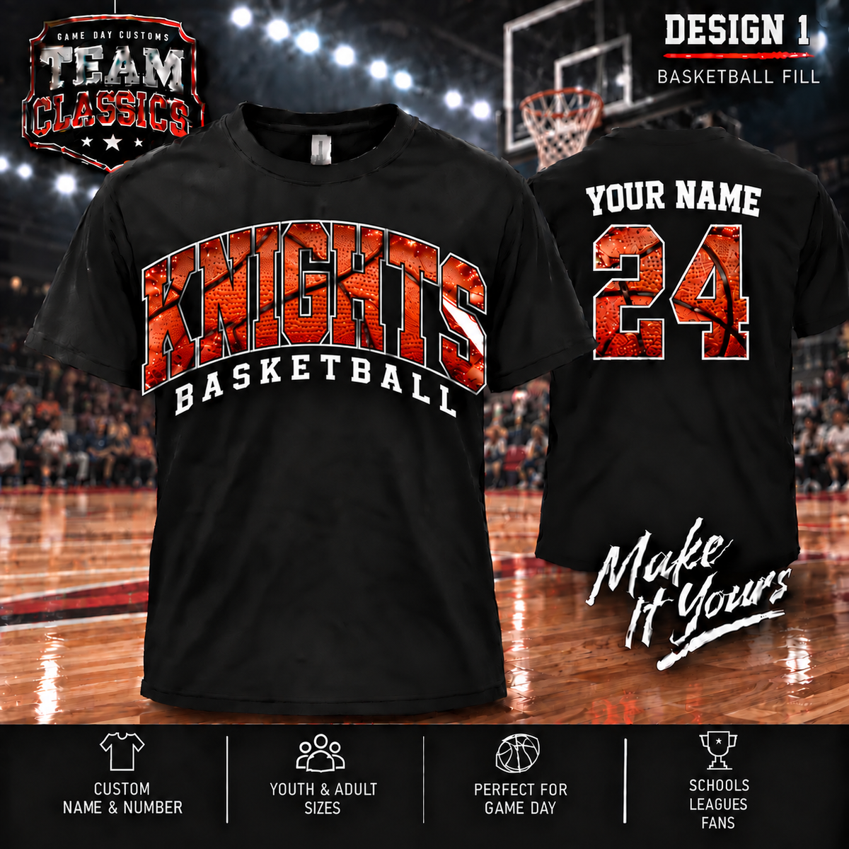 Knights Basketball Fill personalized Team Classics shirt