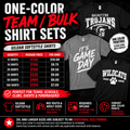 One-Color Team and Bulk Shirt Sets pricing and product mockup