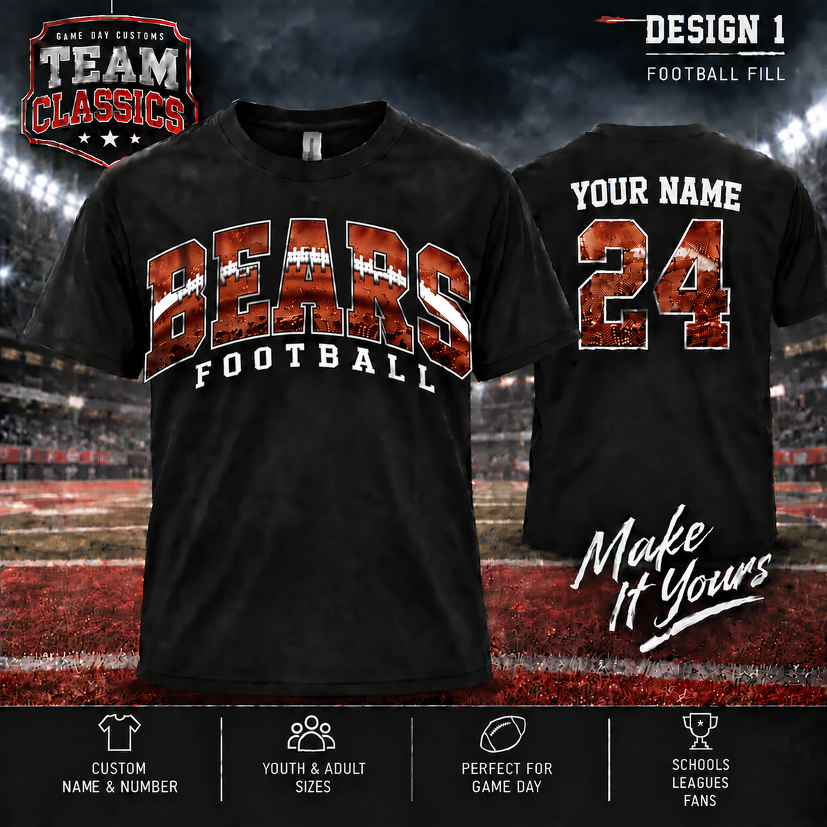 Bears Football Fill personalized Team Classics shirt