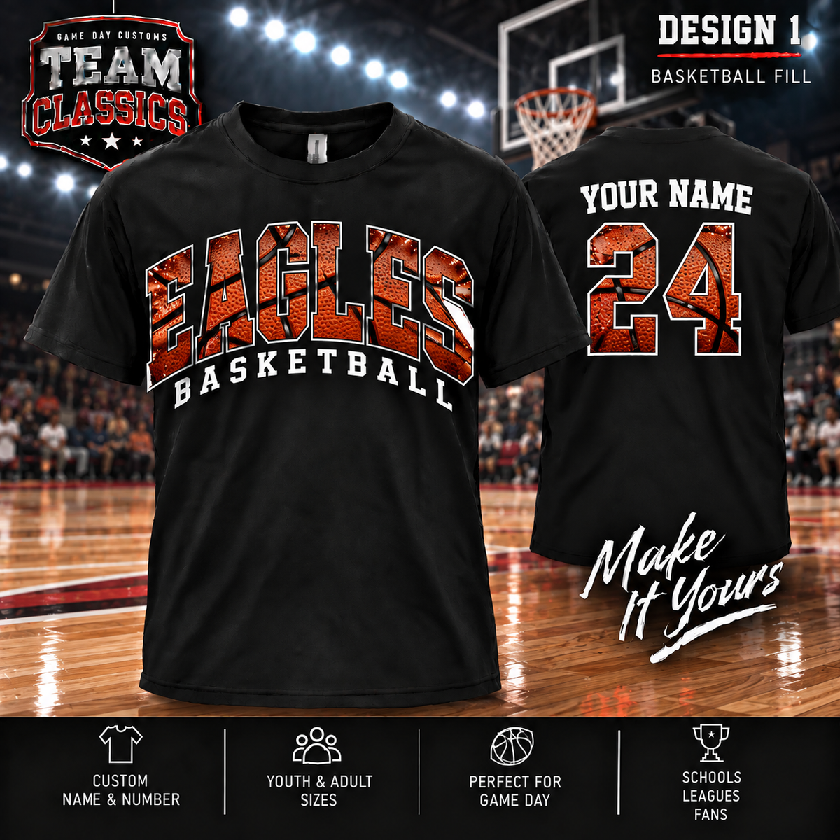 Eagles Basketball Fill personalized Team Classics shirt