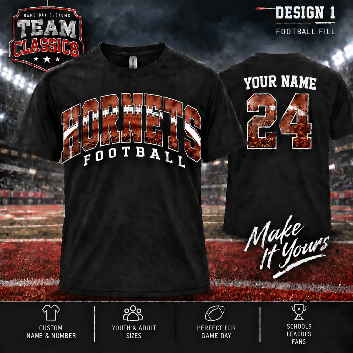 Hornets Football Fill personalized Team Classics shirt