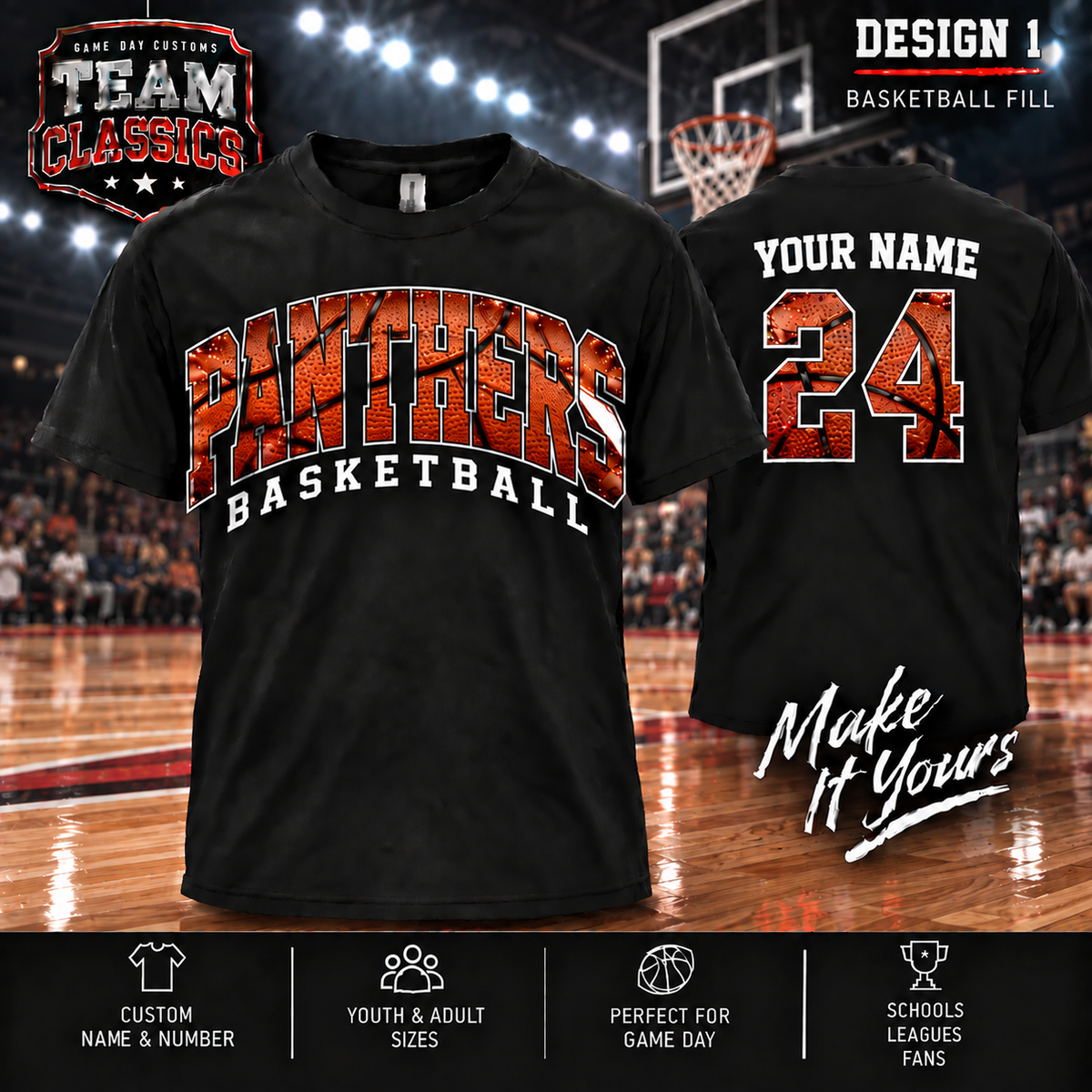 Panthers Basketball Fill personalized Team Classics shirt