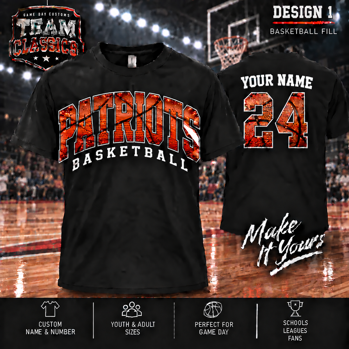 Patriots Basketball Fill personalized Team Classics shirt