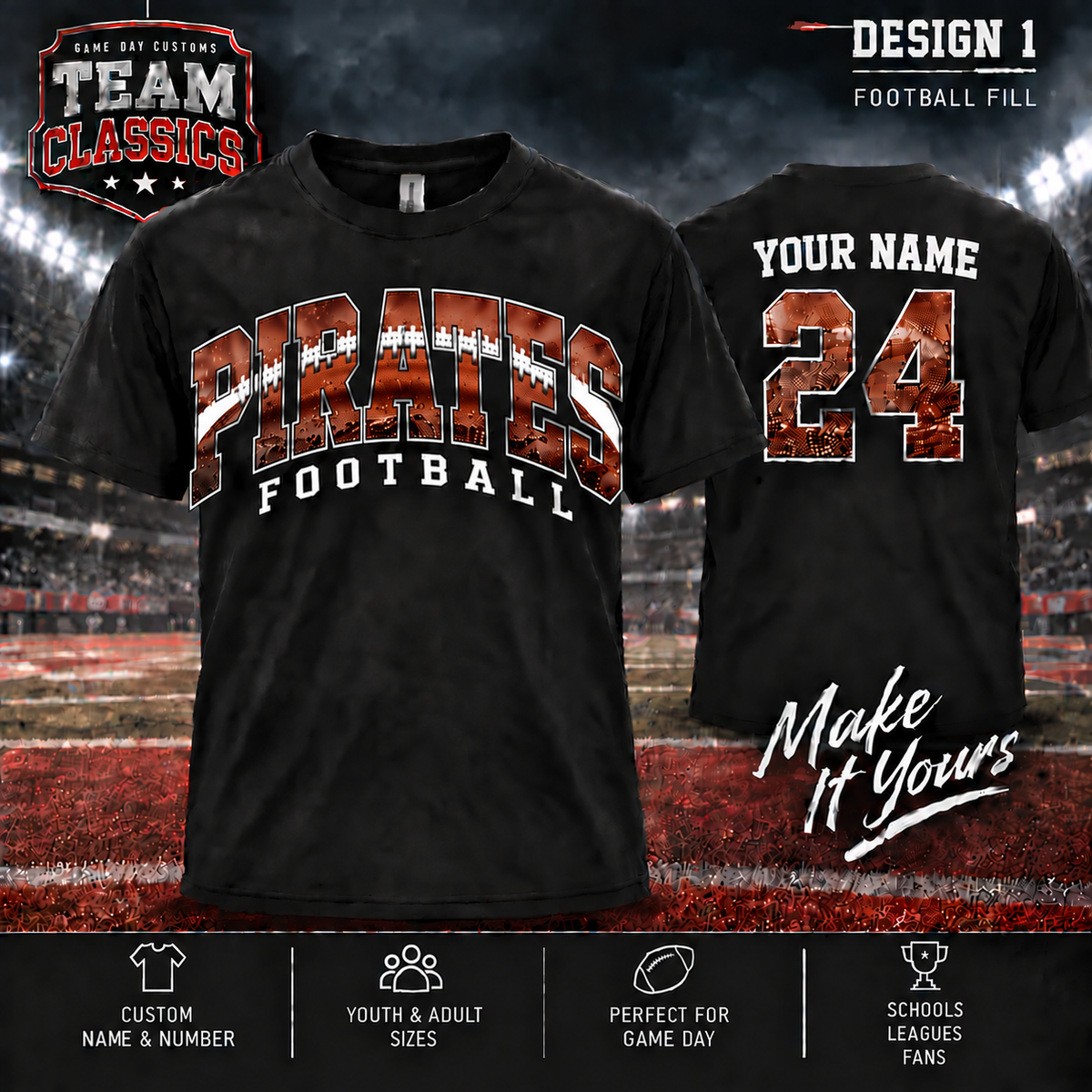 Pirates Football Fill personalized Team Classics shirt