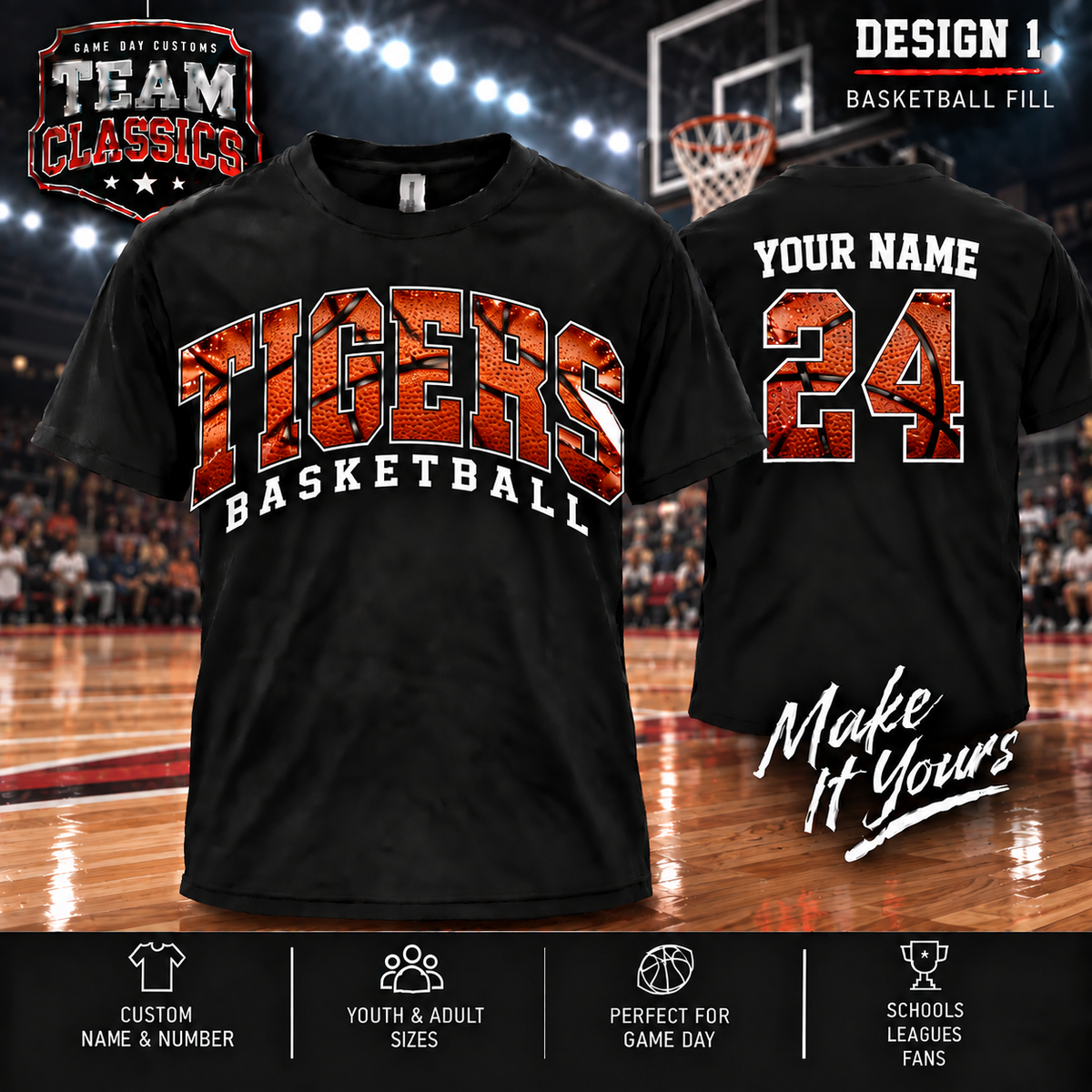 Tigers Basketball Fill personalized Team Classics shirt