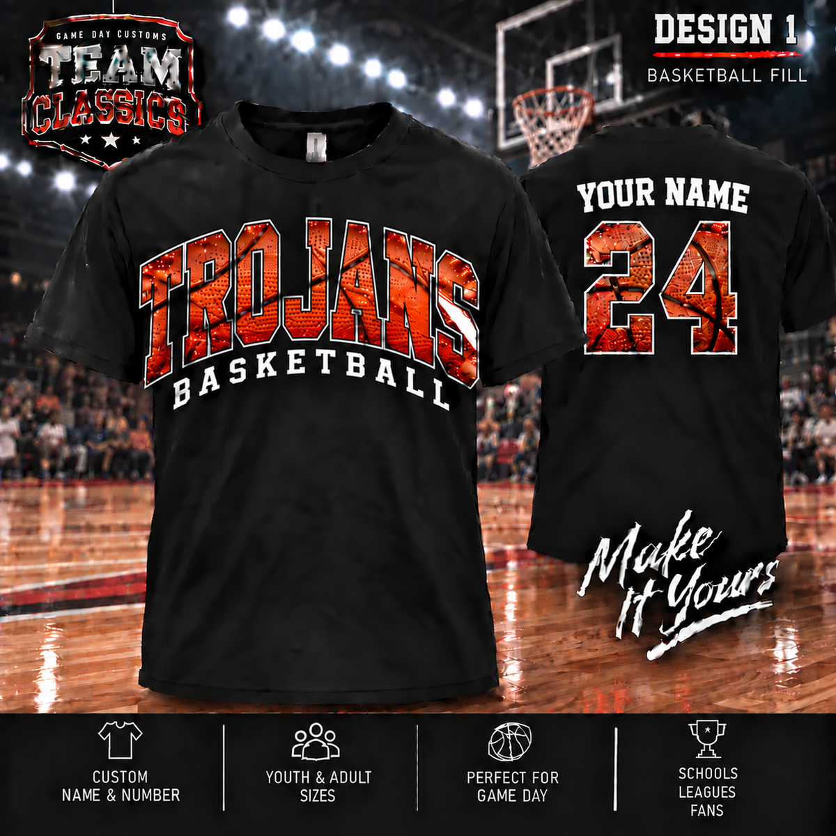 Trojans Basketball Fill personalized Team Classics shirt