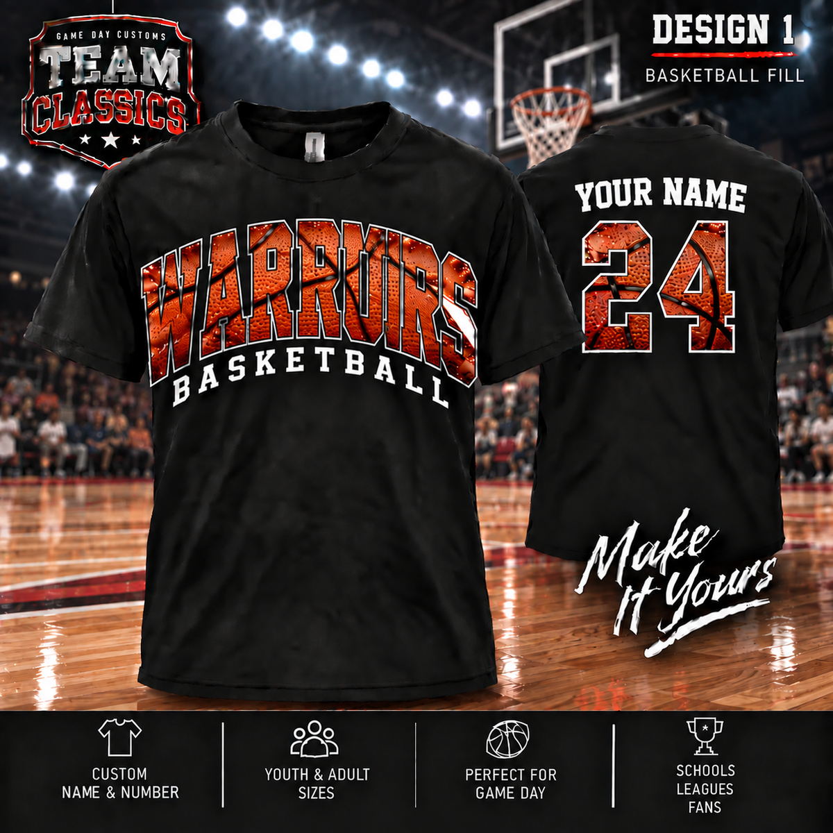 Warriors Basketball Fill personalized Team Classics shirt