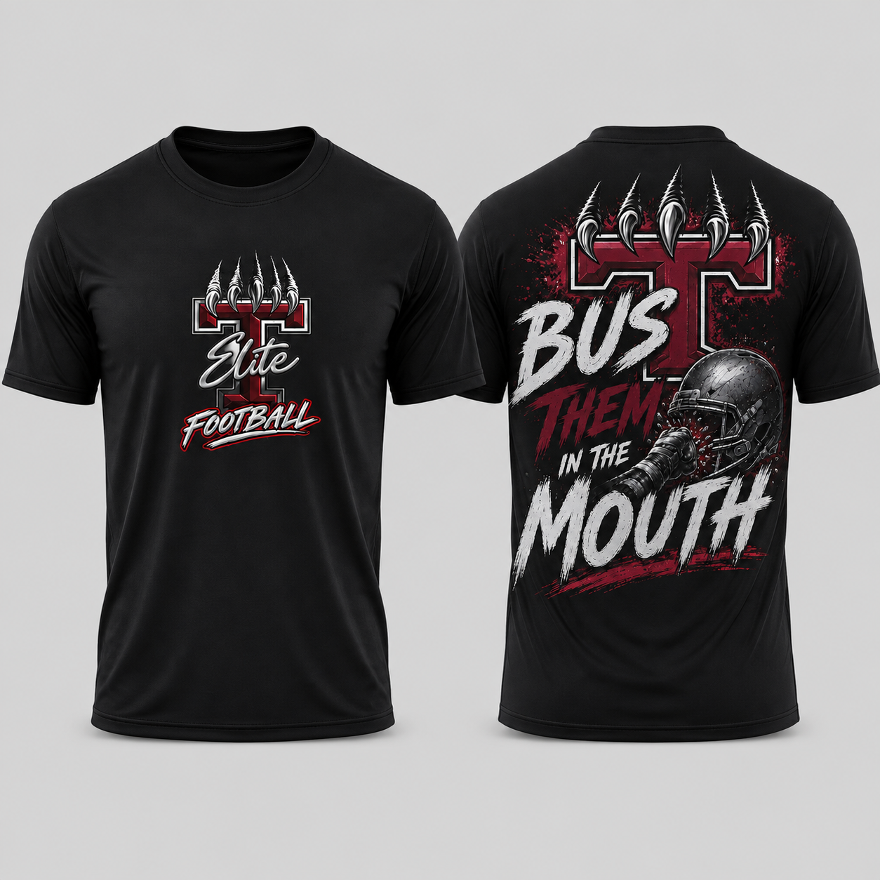 Tullahoma Elite Bust Them in the Mouth tee front and back