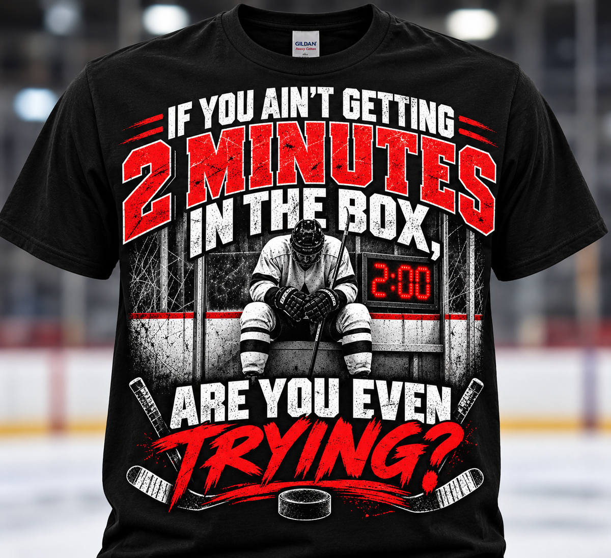 Black hockey penalty box slogan T-shirt