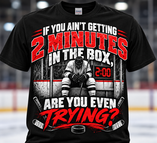 Black hockey penalty box slogan T-shirt