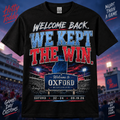 Welcome Back We Kept the Win Oxford football black T-shirt mockup
